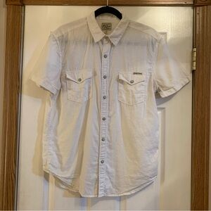 Lucky Brand Men's White Short Sleeve Button Down Shirt